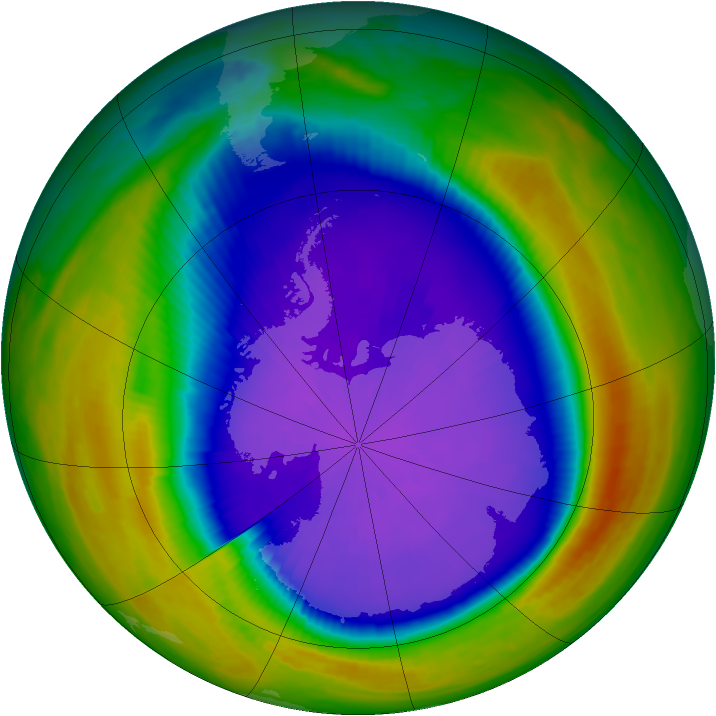 Antarctic ozone map for 21 September 2000